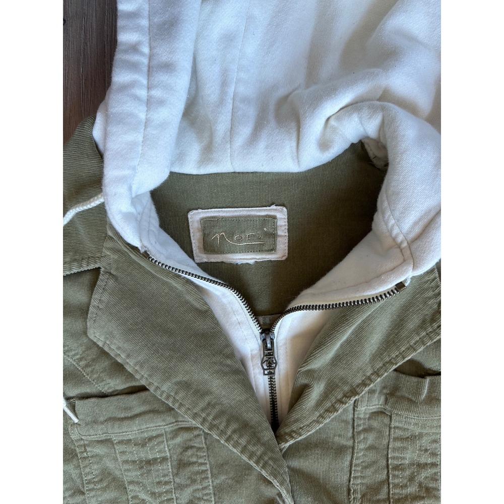 Vintage Nori Olive Green Corduroy Layered Hoodie Jacket Blazer Utility Y2K Small - Picture 5 of 7